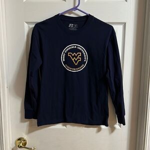WVU Russell size youth large (10/12) blue long sleeved shirt.